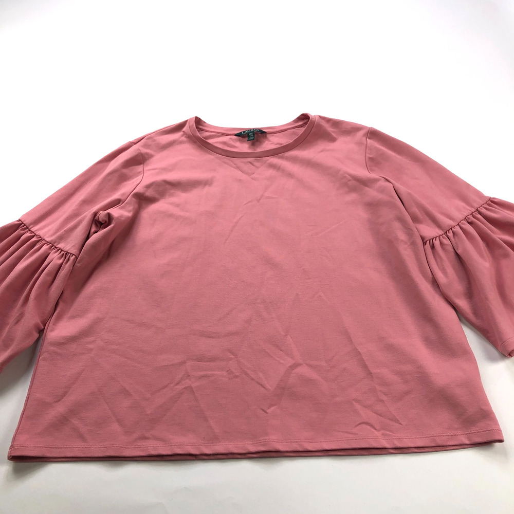 Lauren Ralph Lauren XXL Bell Sleeve Pullover Top Viscose Nylon Blouse Pink